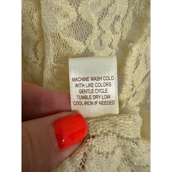 Liberty Love Women's XL Fairy Sheer Lace Kimono Open Front Cardigan Cream Boho - Picture 6 of 9